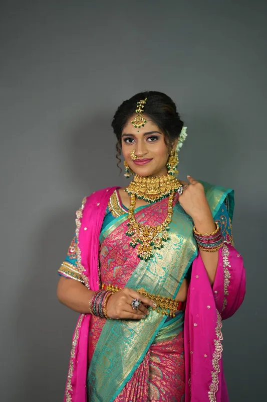 Traditional saree elegance at Cheritan Makeup Studio and Academy
