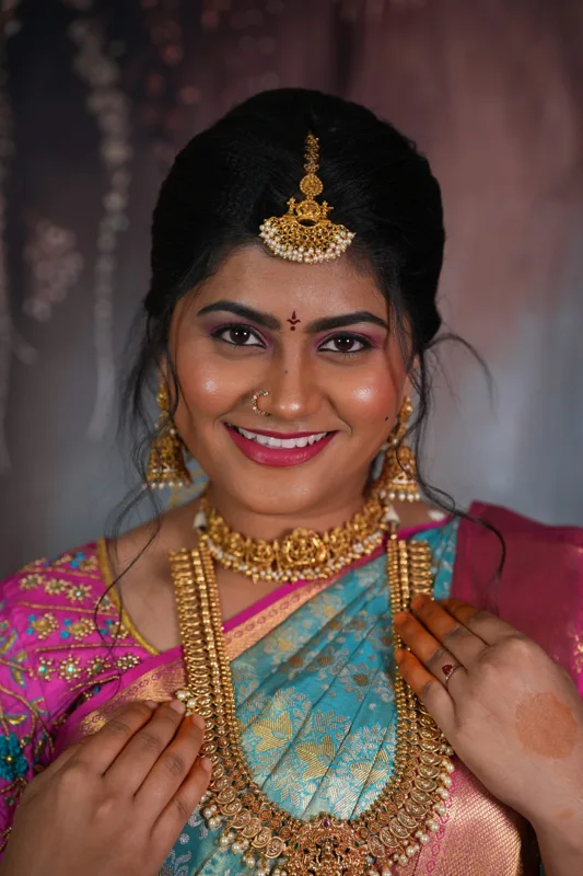A joyful bridal portrait at Cheritan Makeup Studio and Academy